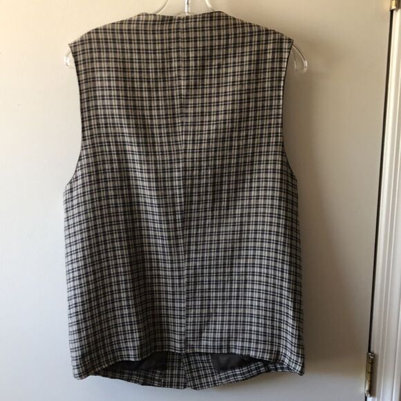 Perry Ellis Vest Linen Blend Size L Tan plaid GUC - Picture 2 of 5
